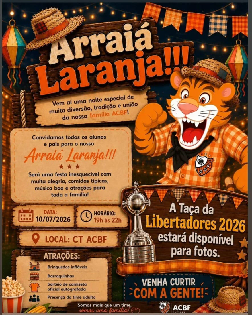 Arraiá Laranja da Escola Laranja da ACBF, evento de integração no CT do clube
